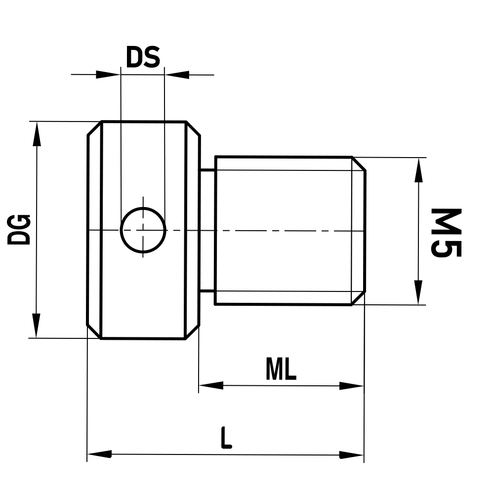 Zeichnung vom Produkt Gewindemessstift M4; DG 10.0 mm